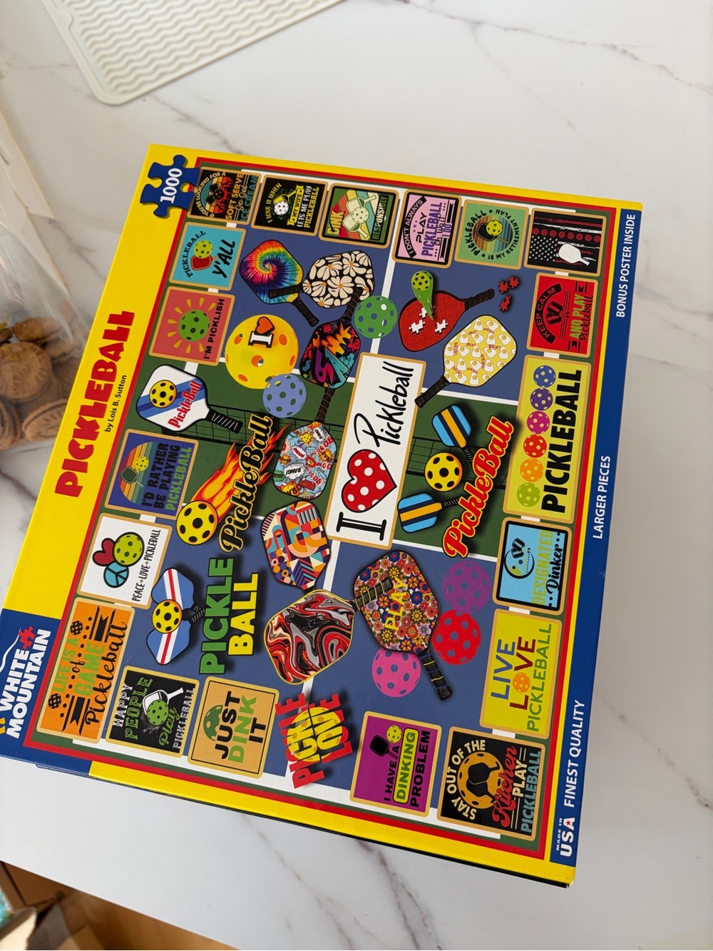 Pickleball Puzzle Box — Colorful Paddle Collage